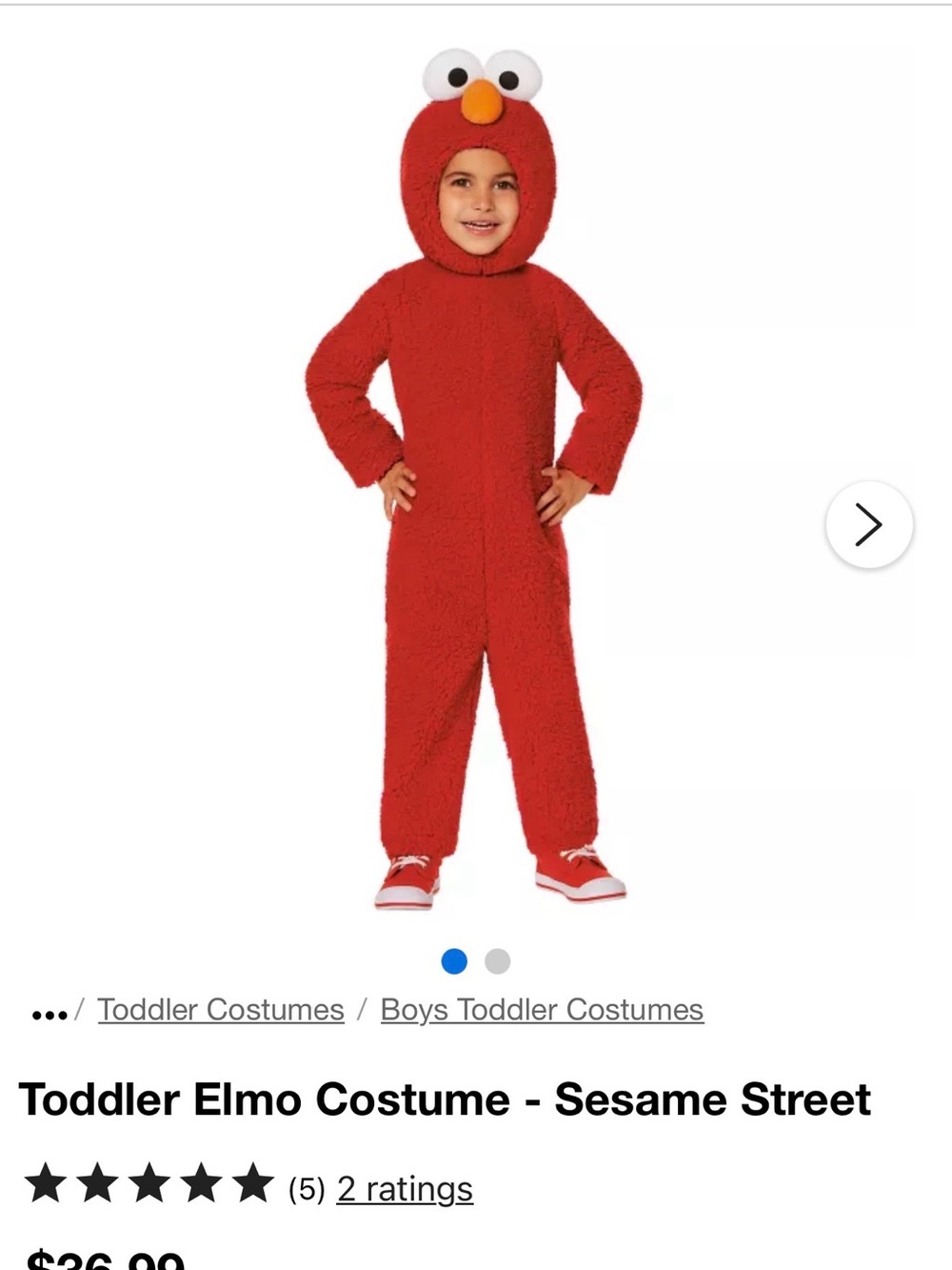 Sesame Street Elmo Toddler Costume - Red Size 3-4T